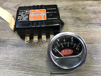 VINTAGE SUN INSTRUMENTS RC85 RED FOOTBALL TACHOMETER & EB1A TRANSMITTER