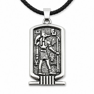 Anubis Ägyptischer Anhänger Halskette Versilbert 18 Zoll Kordel Gothic...
