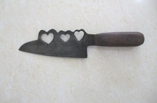 ANTIQUE BUTCHER'S MEAT CLEAVER CHOPPER KITCHEN KNIFE WITH HEARTS .