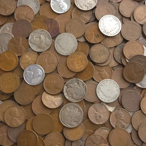 500 US Coins Most Lincoln Cents 1909-1958 With Indians, Buffalo, Liberty Nickels