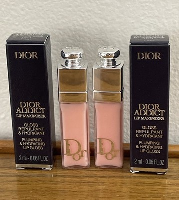 2x Dior Addict Lip Maximizer 001 Pink Mini 2ml / .06oz Sample NIB