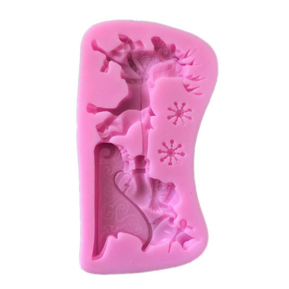Christmas Santa Claus Sleigh Elk Cake Mold Silicone Decoration Mold Christmas