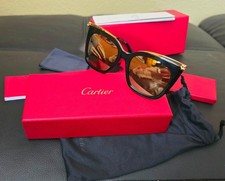 Cartier CT0030S Sunglasses BLACK with GOLD temples and BRONZE lenses