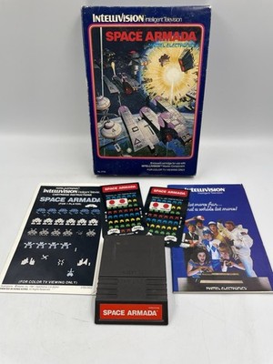 Intellivision Space Armada Complete Cartridge Box Manual Overlay