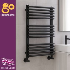 Black Heated Towel Rail for Bathrooms Modern Radiator Wall Mounted H736 x W500mm