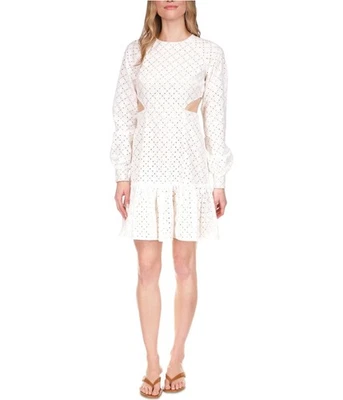 Michael Kors Mujer Geo Ojal,Lateral Recortado Mini Vestido, Blanco, 10 - Imagen 1 de 2