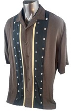 Nat Nast Luxury Originals Silk Shirt Men  s XXL American Fit Brown Panel Bowling