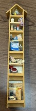 13 Tall Vintage Miniature Bookshelf with Books Wood Stand