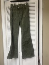 Forever 21 Olive, Green Corduroy Flare Pants 4 Women's Medium High Rise