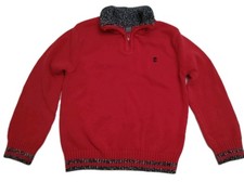 Izod Sweater Boy 1/4 Zip Pullover XS 4/5 Long Sleeve Red w/ Black  White Trim