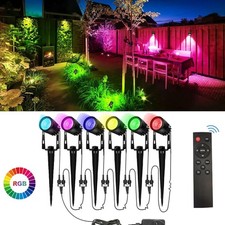 4/6Pc RGB Garden Spotlights Mains Color Changing Outdoor Spike Lights Waterproof
