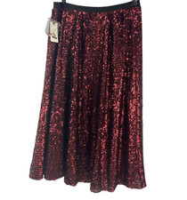 MAEVE Anthropologie RED Sequin Skirt Womens S Pull On A-Line Party Holiday NWT