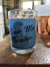 Elvis Presley Love Me Tender Rocks Glass Vintage Cocktail Barware Hearts