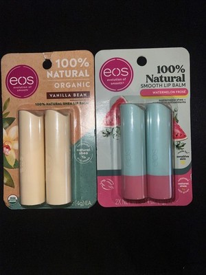 EOS 100% Natural Lip Balm Vanilla bean 2 Pack And Watermelon Fries 2 Pack