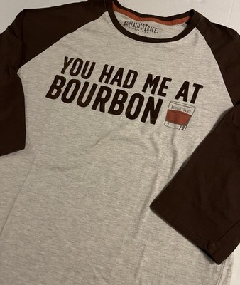 NEW Buffalo Trace Distillery Bourbon Whiskey 3/4 Long Sleeve Raglan Shirt LARGE
