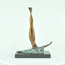 Art Deco Style Statue Sculpture Dancer Acrobat Sexy Modern Style Bronze Signed