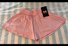 Under Armour Girls Pink Solid Athletic Activewear Shorts Elastic Waist Size S