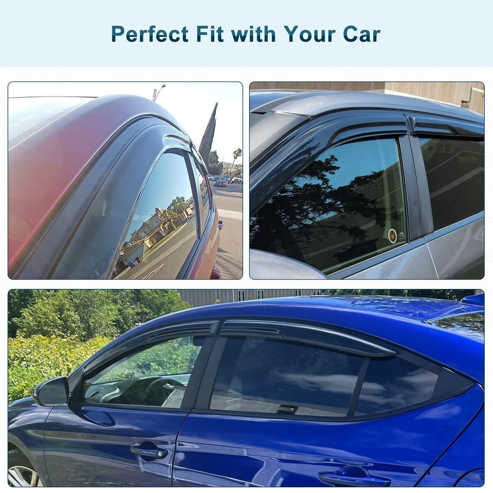 Para Mazda 3 Sedan 2010-2013 JDM Mugen Estilo Viseira de Janela Protetores de Chuva Defletor - Imagem 2 de 4