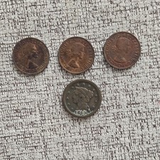 UK Half Penny Coins Lot - 1849, 1965, 1967 - Circulated England 1/2p