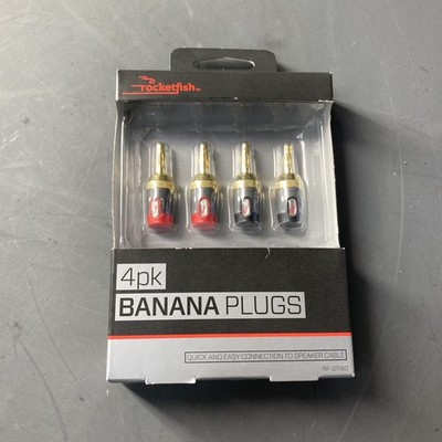 Rocketfish RF-G1190 24k Gold Plated Speaker Cable Banana Plugs 4 pcs - Red/Black