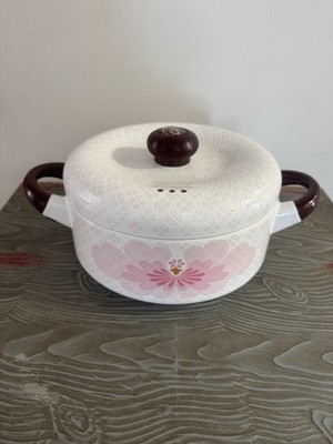 EJIRY Japan Enamel Two Handled Pot With Lid