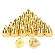 100 Sets 9MM Gold Spikes, Studs, 11/32 Screw Back, Punk, Leather Craft DIY