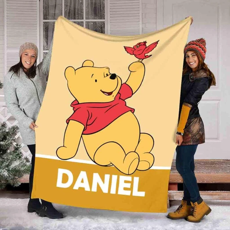 Personalized Disney Cute Baby Pooh Fleece Blanket