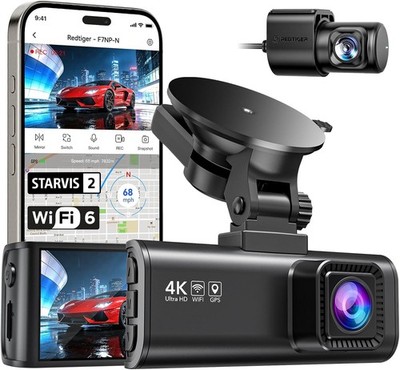 REDTIGER 4K Dashcam vorne und hinten, Wi-Fi6, 3,18'' Bildschirm, Ultra Nachtsicht
