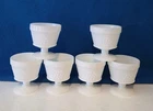 Vintage Milk Glass Grape & Leaf Footed Sherbet Cups Dessert Bowls - Set of 6