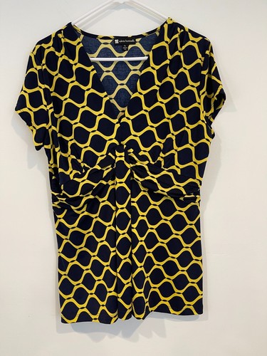 Valerie Bertinelli Top Tunika mit geometrischem Print Stretch V-Ausschnitt Flügelärmel Gr. XL - Bild 3 von 6