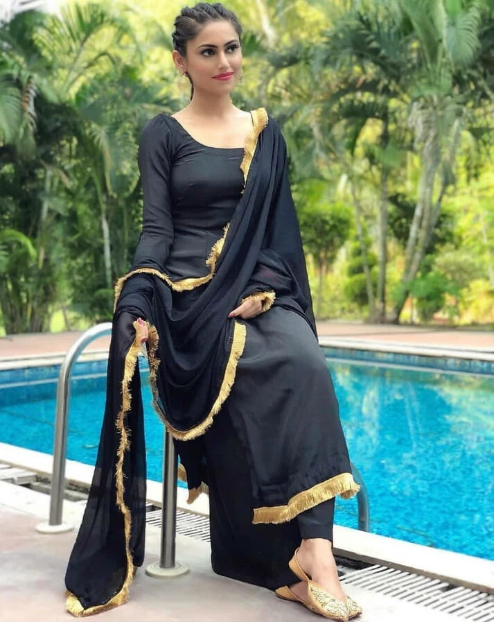 Plain black top salwar suit design