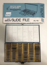 Logan Deluxe 2x2 Slide File No.115 Blue Hold 150 Slides With Box  Slides - Used