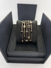 David Yurman Sterling Silver 5 Row Hematite, Onyx & Diamond Confetti Bracelet