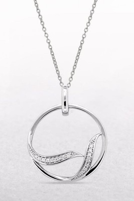 1.00Ct Round Cut Real Moissanite Circle Pendant 14K White Gold Plated Free Chain