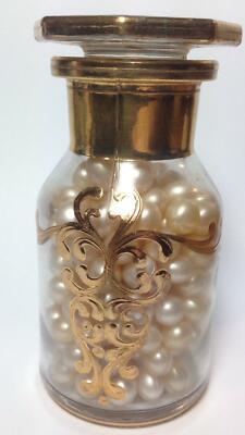 CARON Paris Glass goldene Elementen mit FLEURs de ROCAILLE Badeöl VINTAGE!