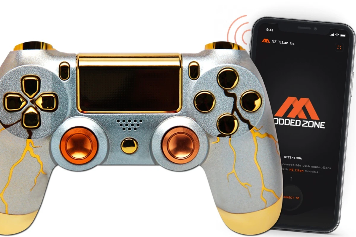 MODDEDZONE Black/Gold Smart Rapid Fire Controller Compatible with PS5  Custom Modded Controller All Shooter Games & More