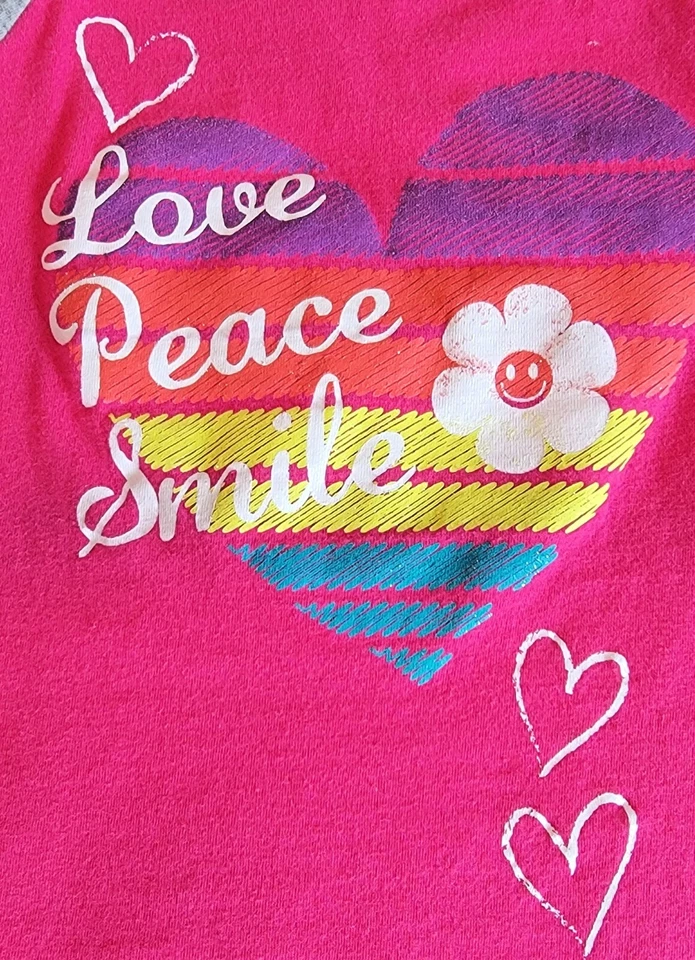 Top Children's Place Niña L/S Gris Raglán/Rosa "Love Peace Smile" XS (4) Foto 4 de 4