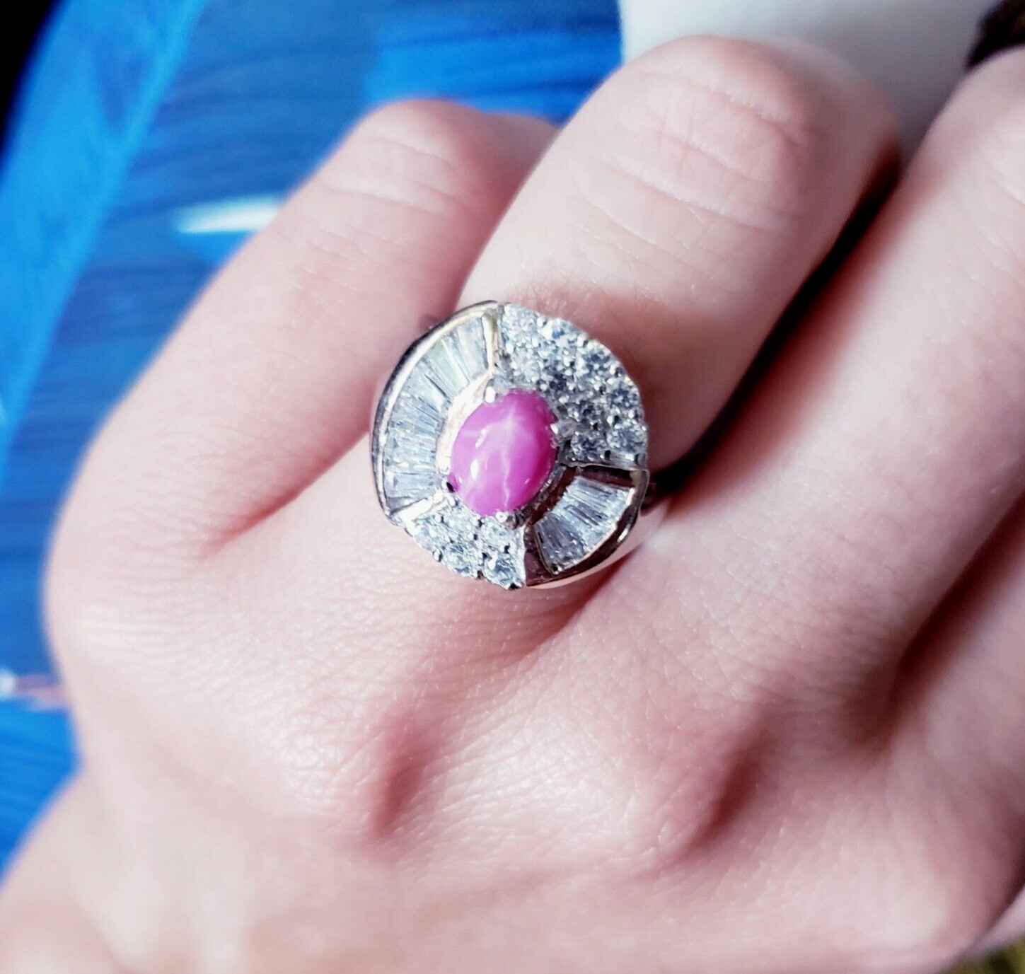 925 Sterling Silver Star Ruby CZ Ring Womens Size… - image 1