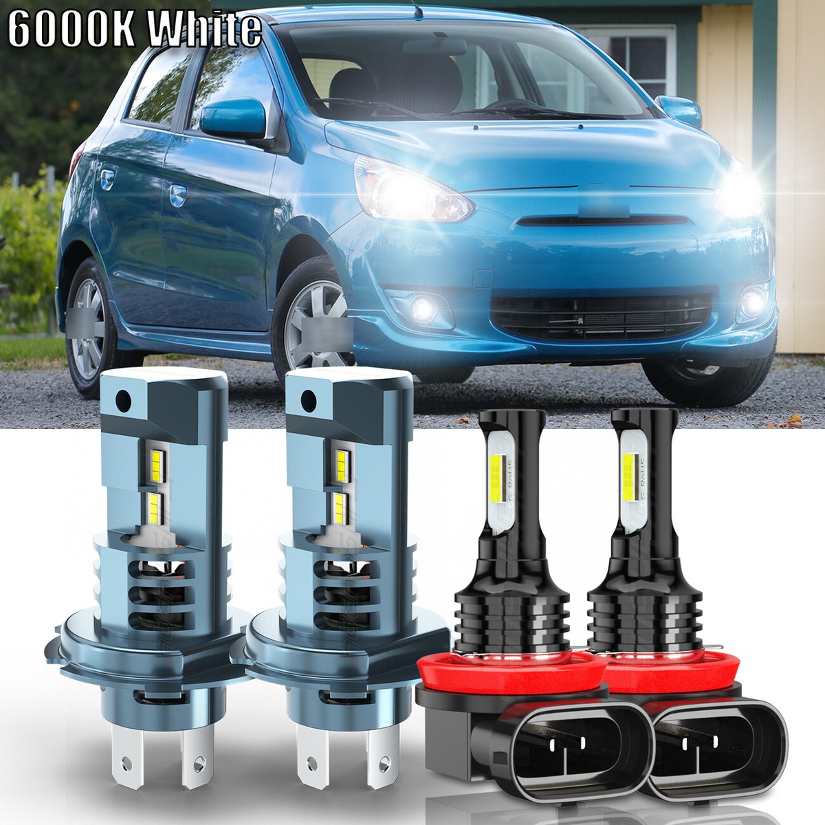 For Mitsubishi Mirage 14-19 4x Combo LED Headlight High/Low
