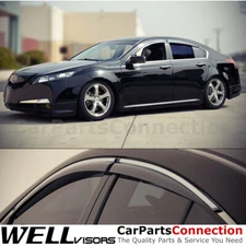 WellVisors Window Visors 09-14 For Acura TL Sedan Side Deflectors Chrome