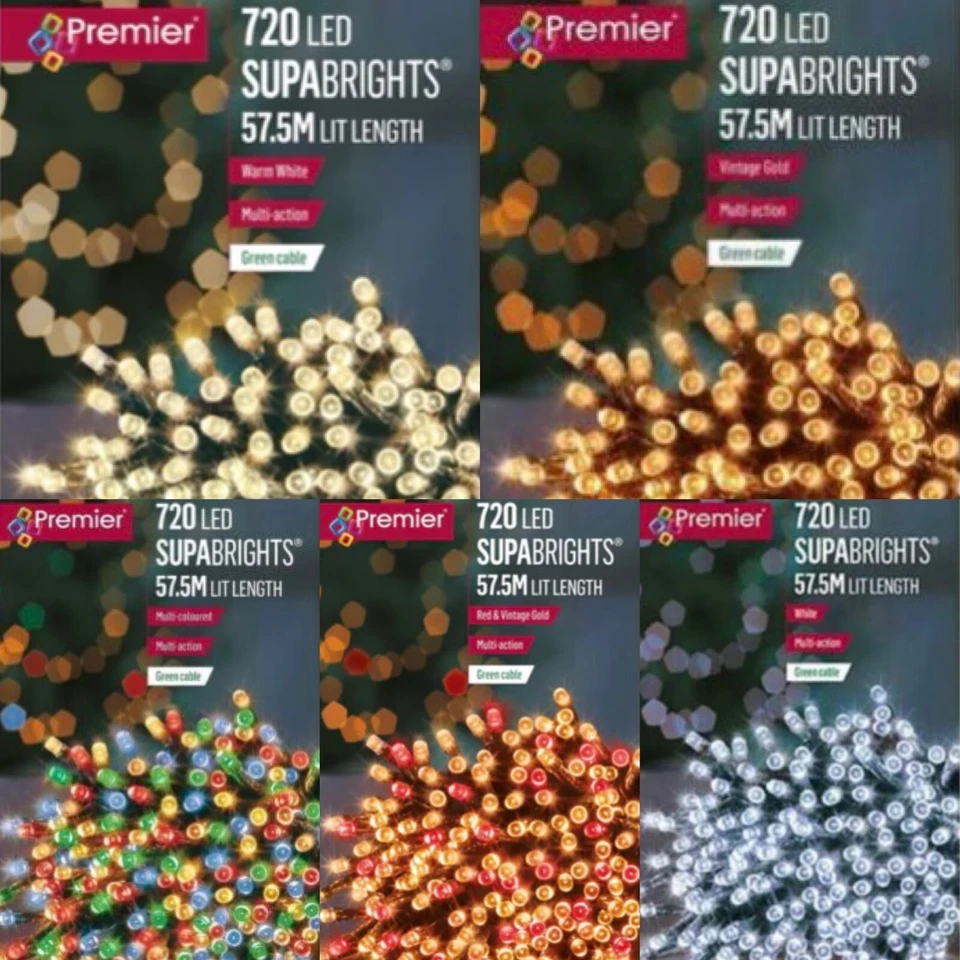 PREMIER 720 Electric Indoor Outdoor White Multi Coloured Warm Rainbow Vintage Lights