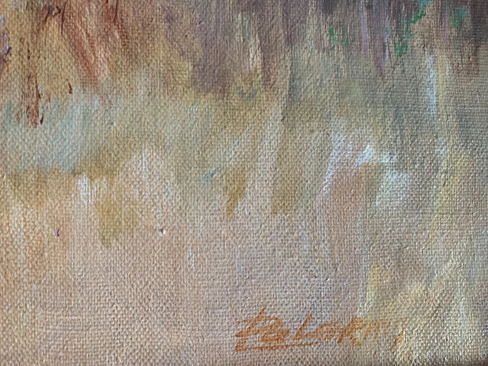 Pintura impresionista vintage de mediados de siglo de elefantes africanos Foto 3 de 4