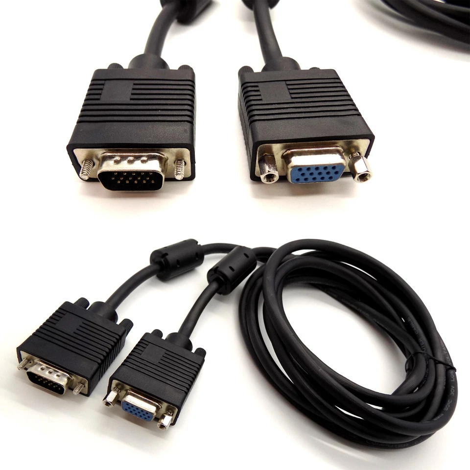 VGA Monitor EXTENSION Cable MALE TO FEMALE SVGA PC Lead TRIPLE SHIELDED 15pin - Image 2 of 4