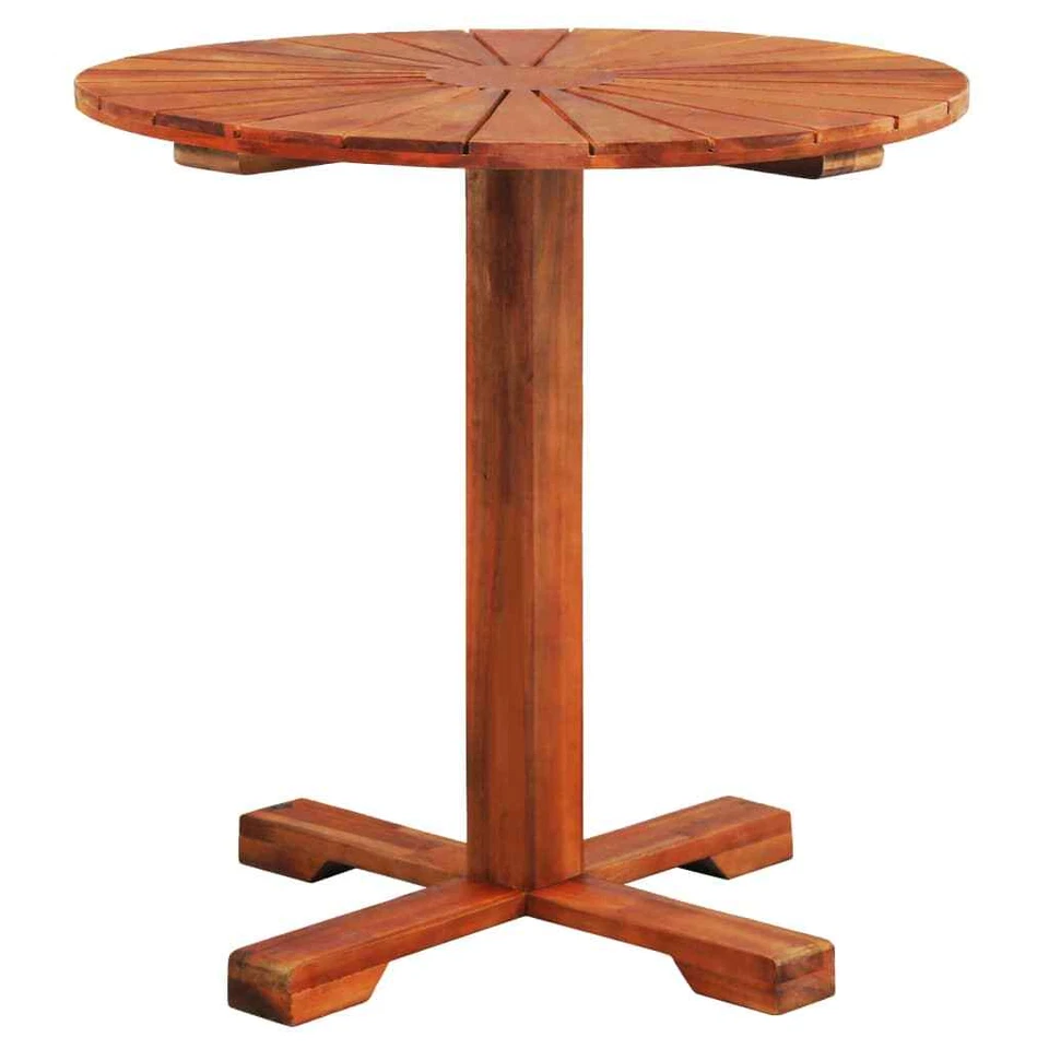 Madera Maciza Acacia Mesa de Pedestal Redonda Mueble Salón Comedor vidaXL - Imagen 2 de 4