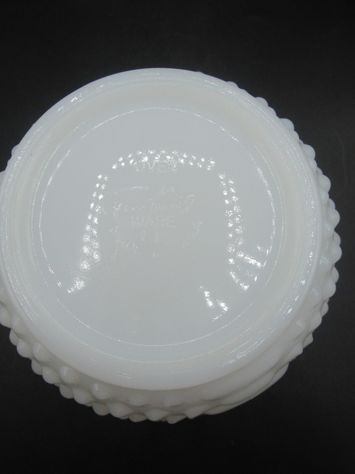 Fire King Milk Glass White Hobnail Flower Pot Planter Vase Vintage Oven