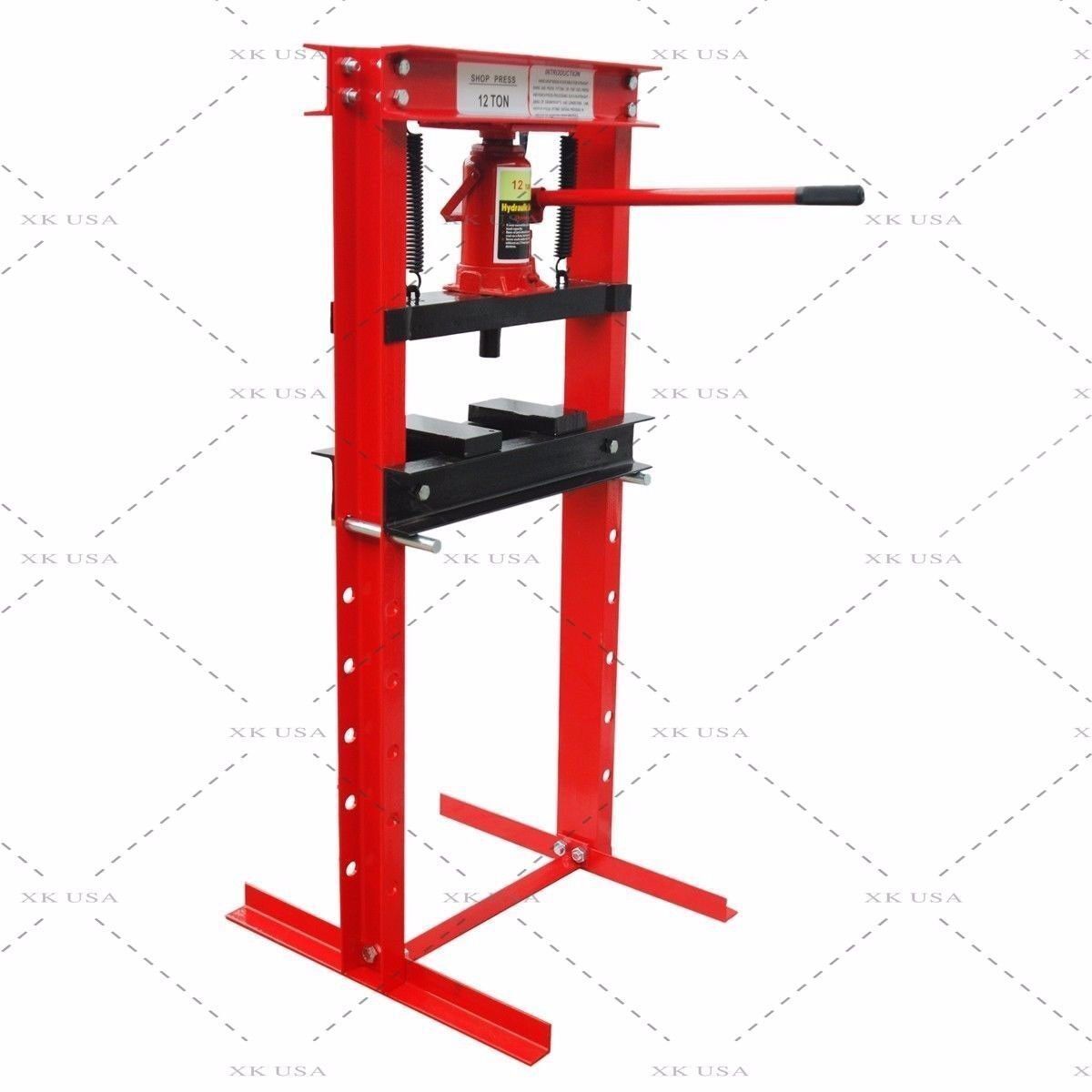 12 Ton Hydraulic Shop Floor Press, HD H-Frame Steel Construction