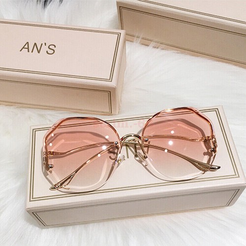 Women Fashion Oversized Outdoor Gradient Shades UV400 Glasses Rimless Sunglasses - Picture 6 of 19