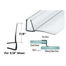 Frameless Shower Door Seal 90 degree 7/8" Long Vinyl Fin for 3/8" Glass - 73"