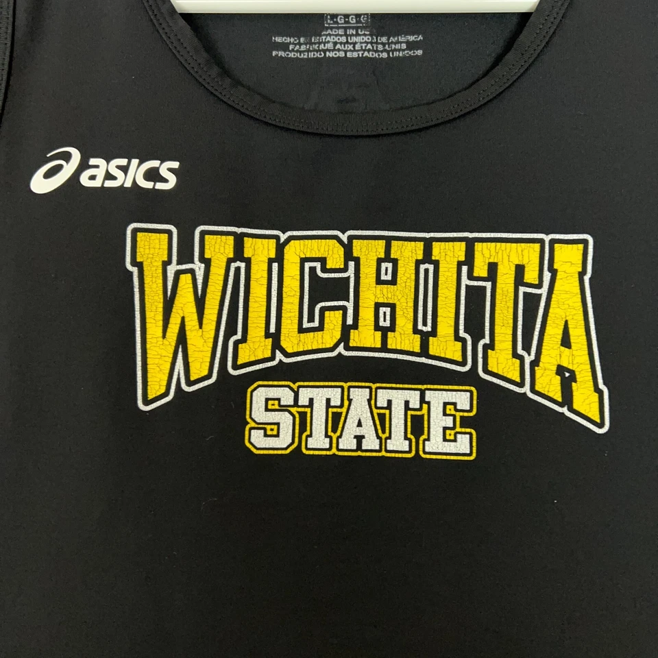 Wichita State Shockers Womens Shirt Large Asics Black Yellow Tank Top NCAA Run B - Image 2 of 4