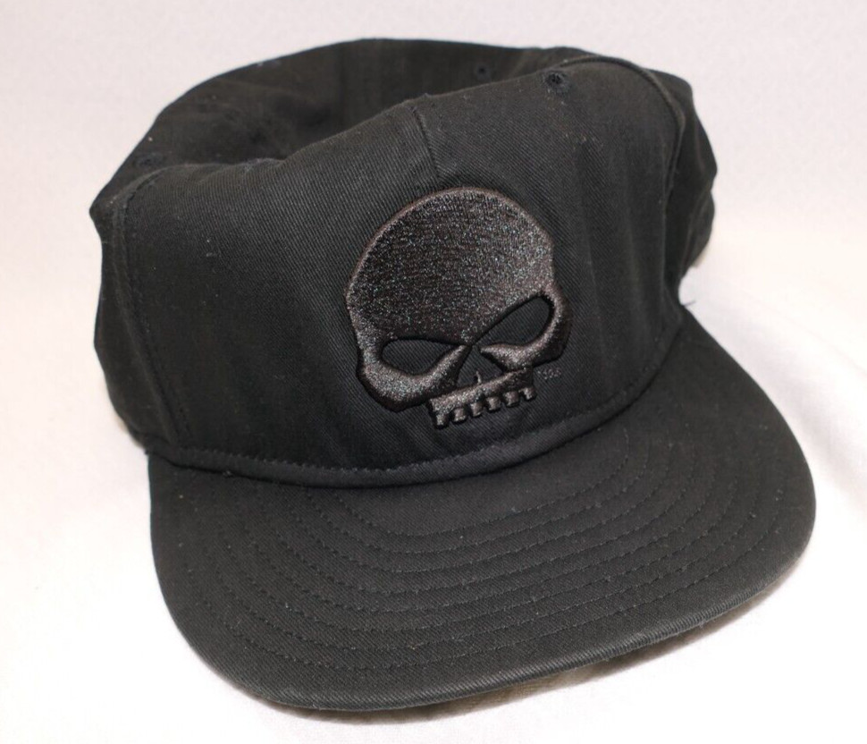 Harley Davidson New Era 59Fifty Black Skull Hat Size… Gem